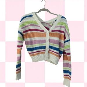 Jessica Simpson Colorful Striped Button Up Cardigan Size Medium NWOT